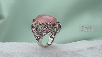 Кольцо с розовым опалом на заказ