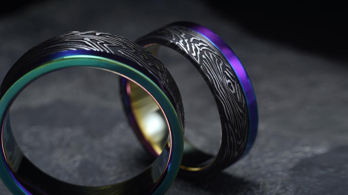 Цветные обручальные кольца из титана
