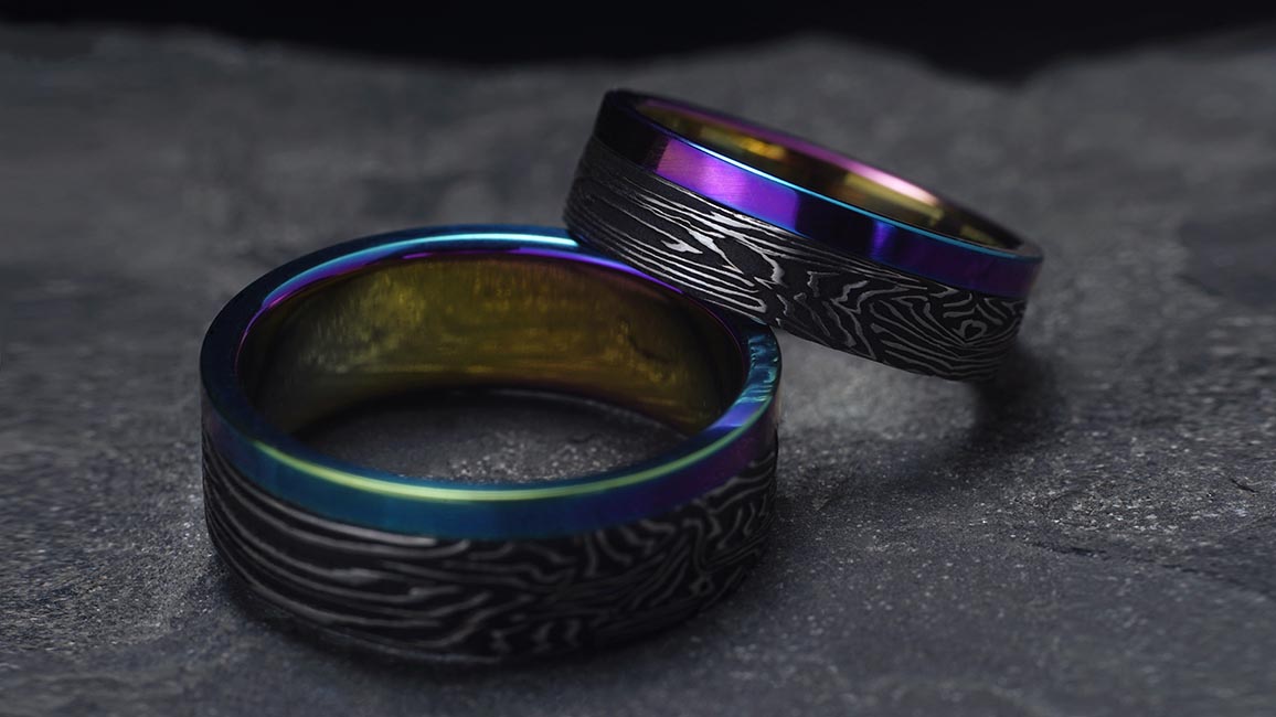 Обручальные кольца из дамасской стали