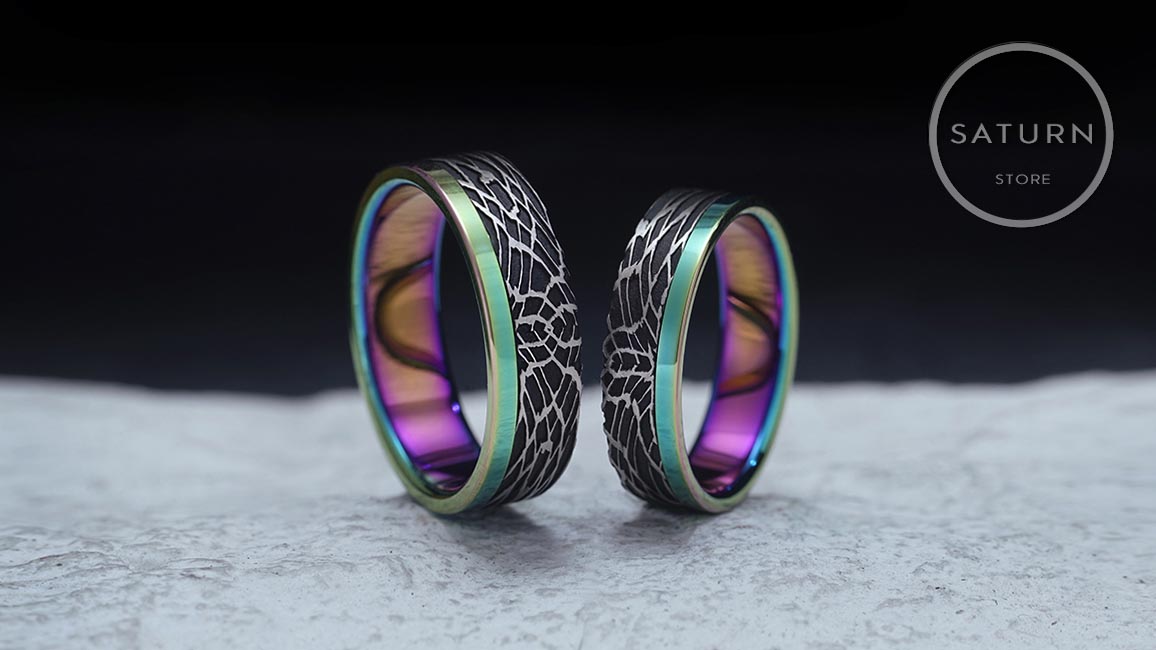 Парные кольца из титана для влюбленных