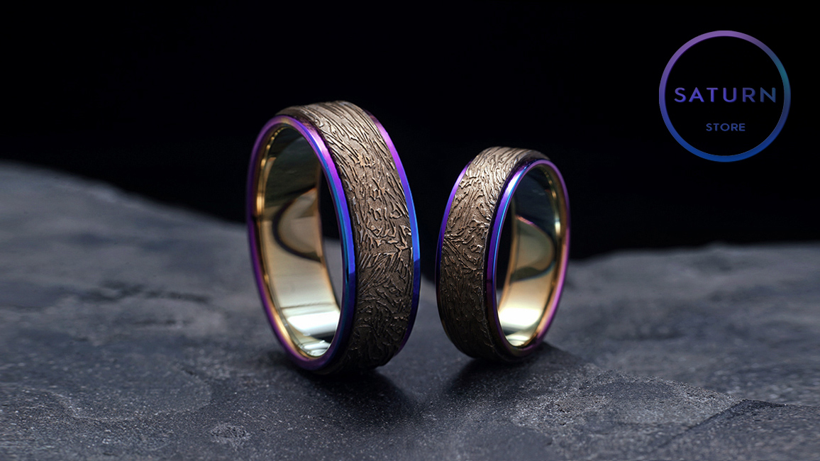 Парные обручальные кольца титан